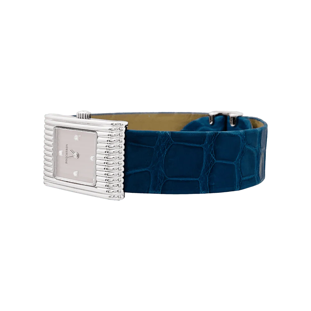 Montre Boucheron, "Reflet", acier sur cuir. - Image 4
