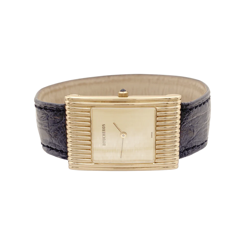Montre Boucheron, "Reflet", or jaune, cuir. - Image 4