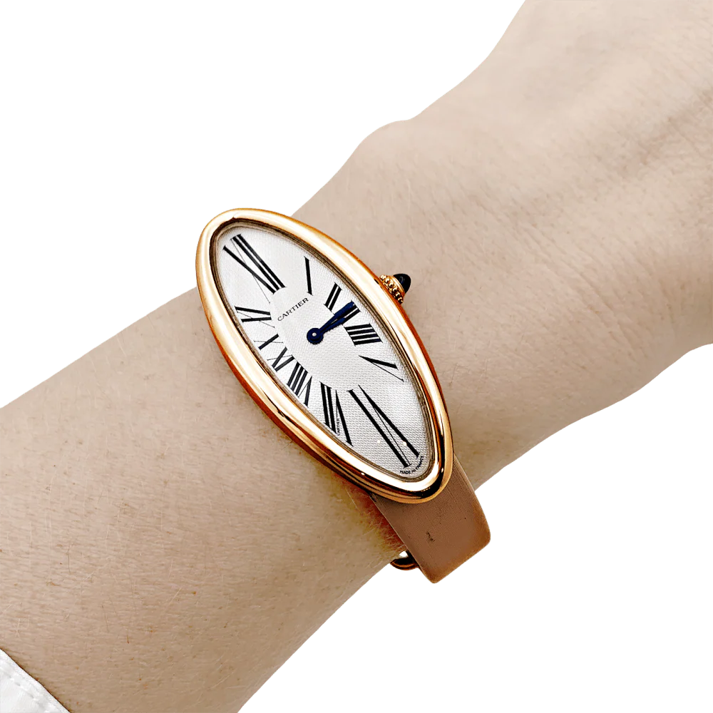 Montre Cartier, "Baignoire Allongée", or rose, cuir. - Image 6