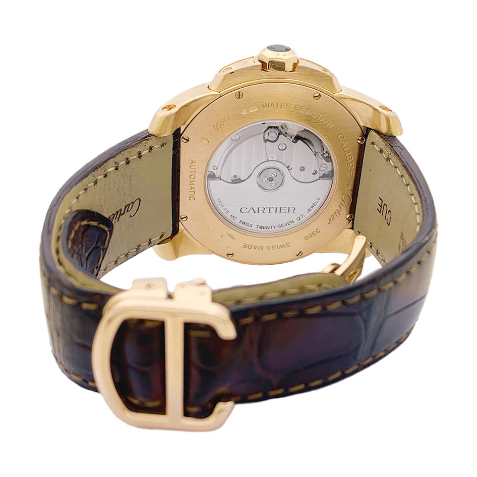 Montre Cartier, "Calibre de Cartier", or rose, cuir. - Image 5