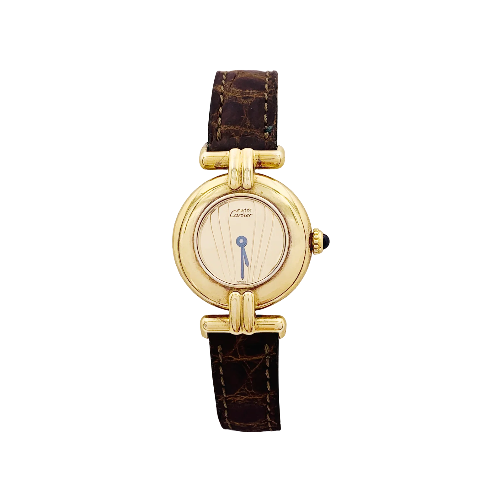 Montre Cartier, "Colisée Must", vermeil, cuir.