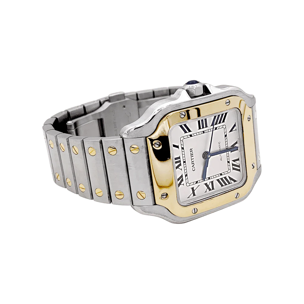 Montre Cartier, "Santos", acier et or. - Image 3