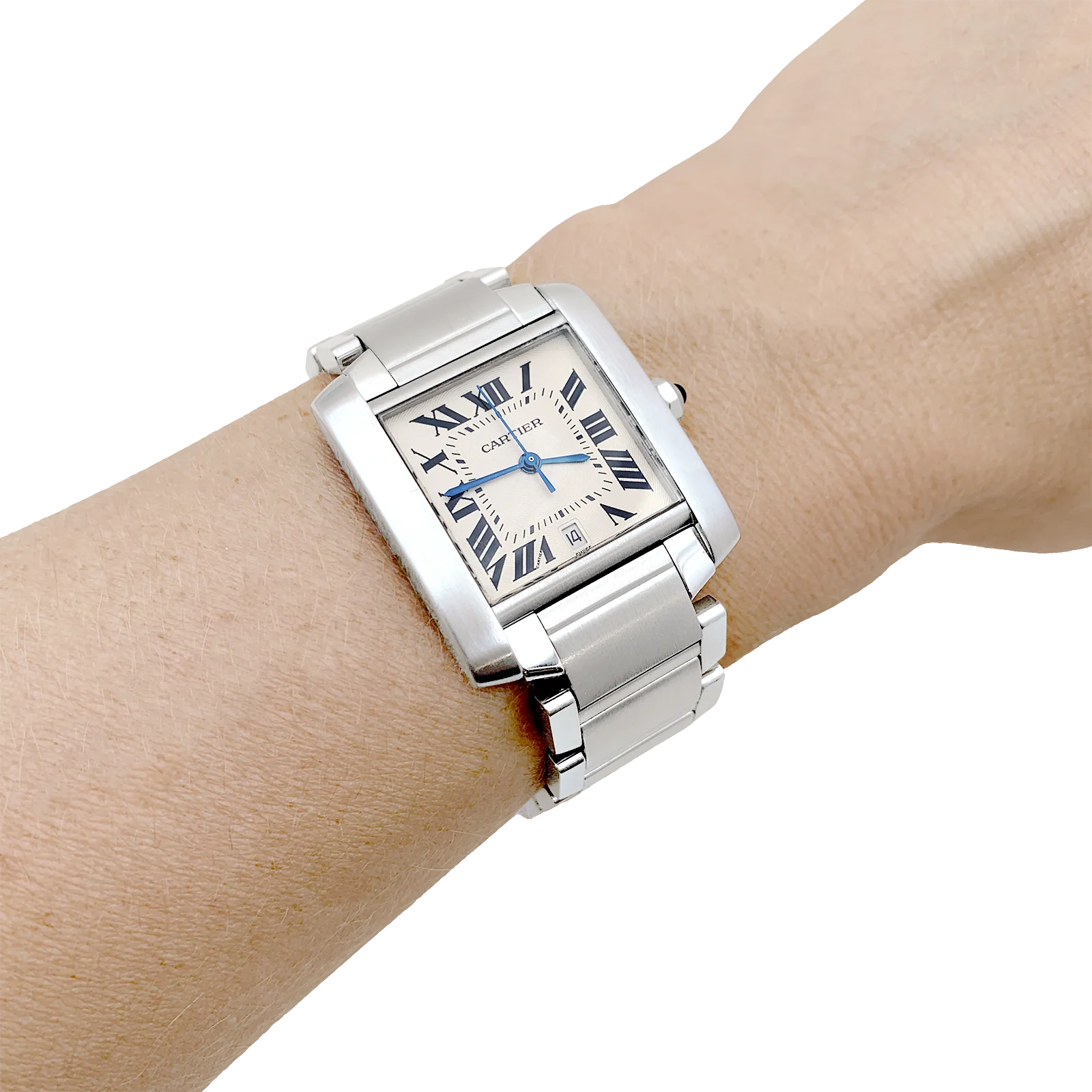 Montre Cartier, "Tank Française", acier. - Image 7