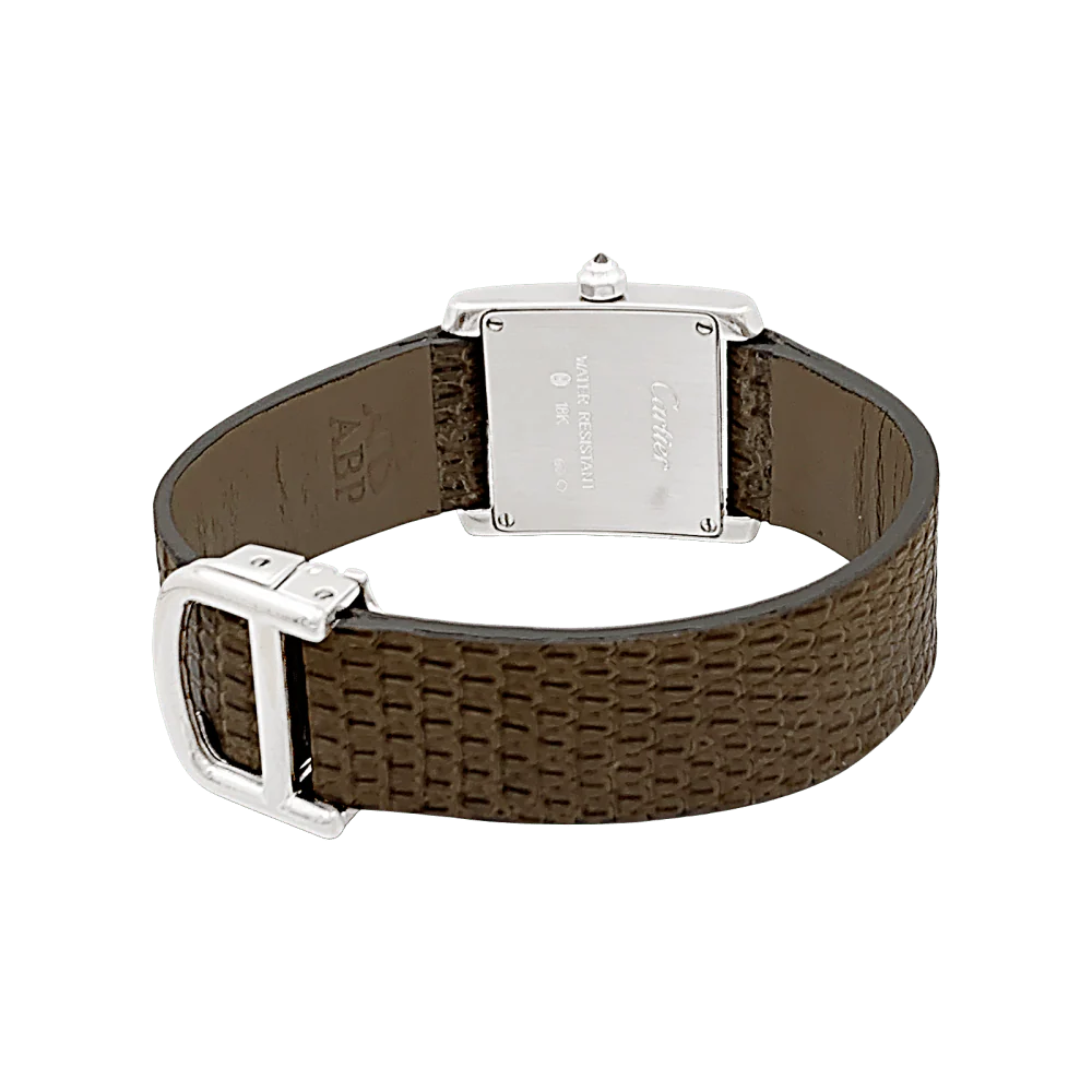 Montre Cartier, "Tank Française", or blanc, diamants. - Image 4