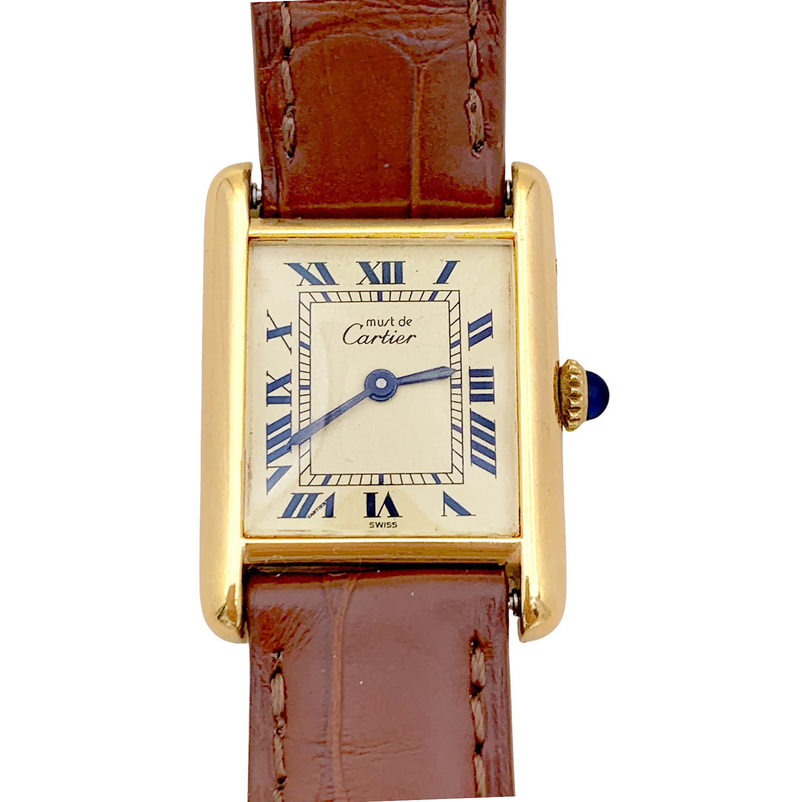 Montre Cartier "Tank Must" argent plaqué or, cuir. - Image 2