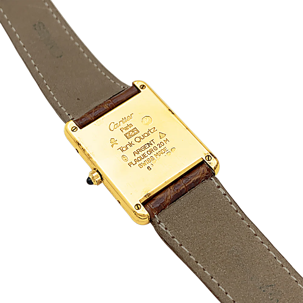 Montre Cartier, "Tank Must", argent plaqué or, cuir. - Image 4