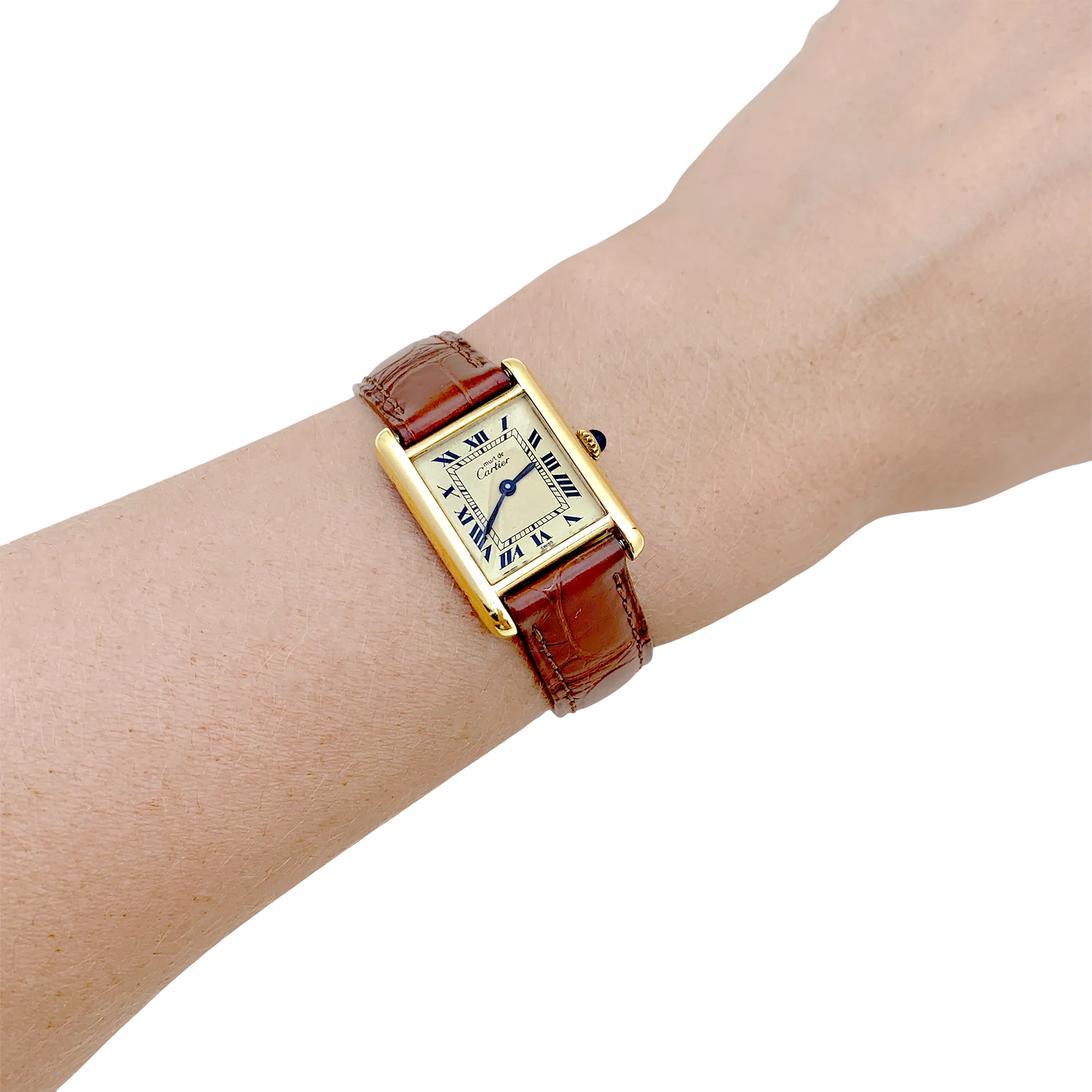 Montre Cartier "Tank Must" argent plaqué or, cuir. - Image 6