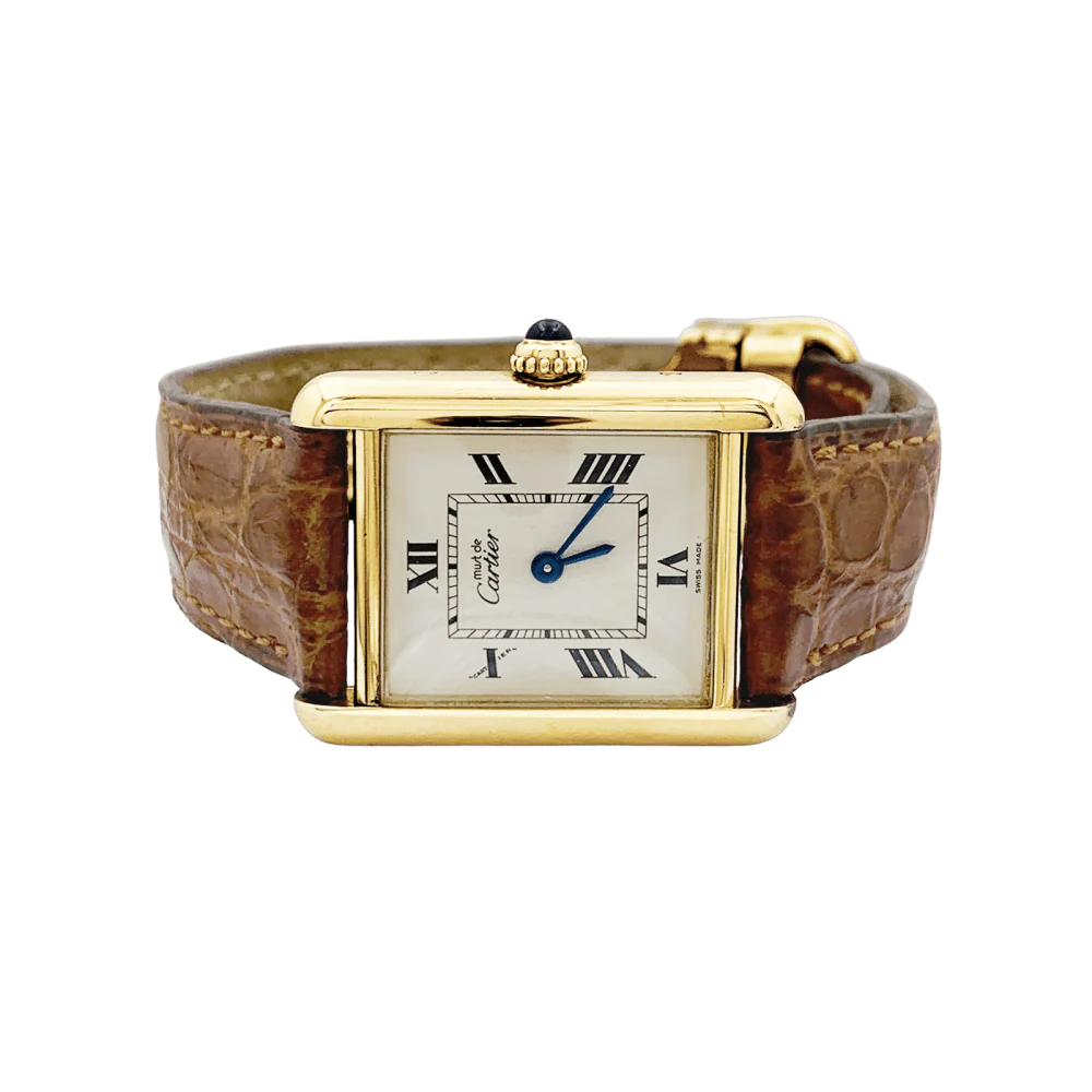 Montre Cartier, "Tank Must", vermeil, cuir. - Image 2