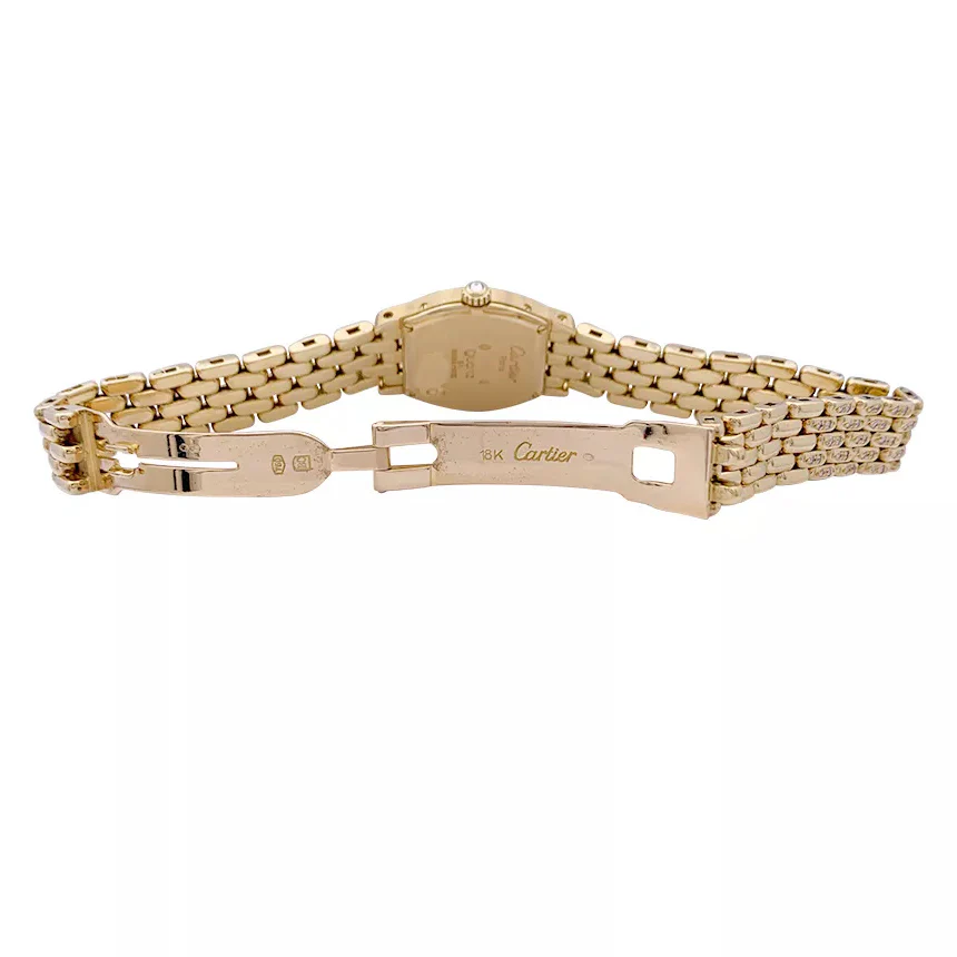 Montre Cartier "Tortue" or jaune, diamants, nacre. - Image 5