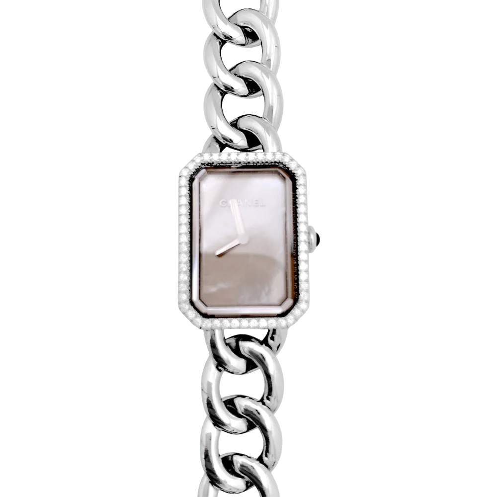 Montre Chanel "Première chaine", acier, nacre et diamants - Image 3