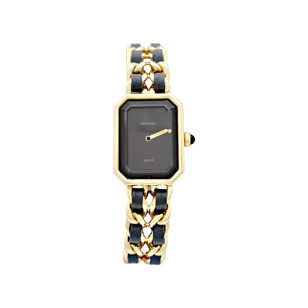 Montre Chanel, "Première", plaqué or, cuir.