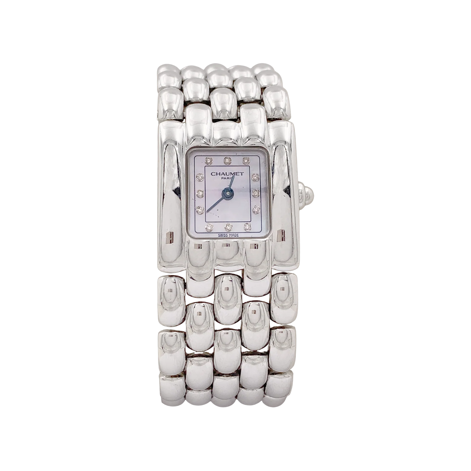 Montre Chaumet modèle "Khésis" en acier, nacre.