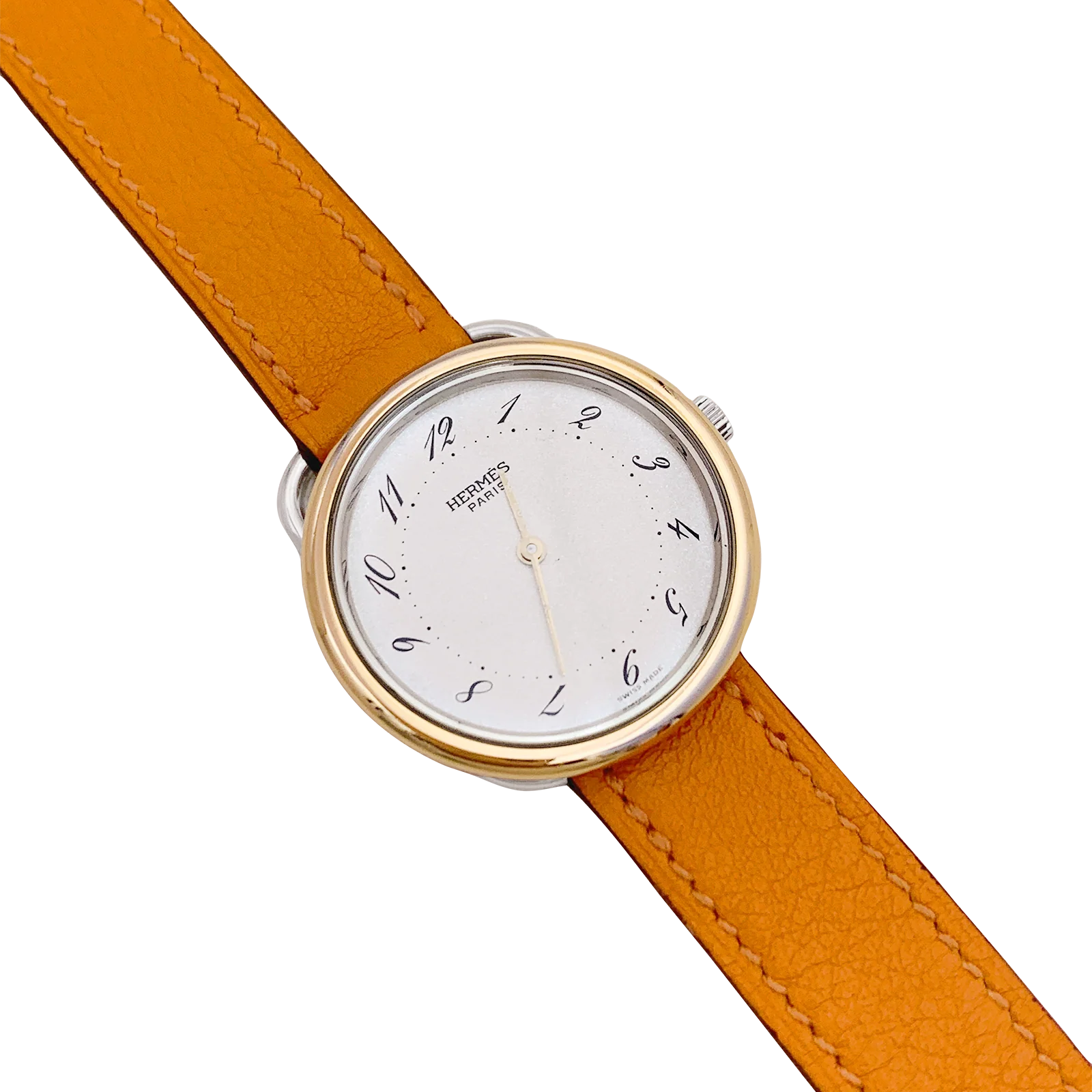 Montre Hermès, "Arceau", plaqué or, acier, cuir. - Image 2