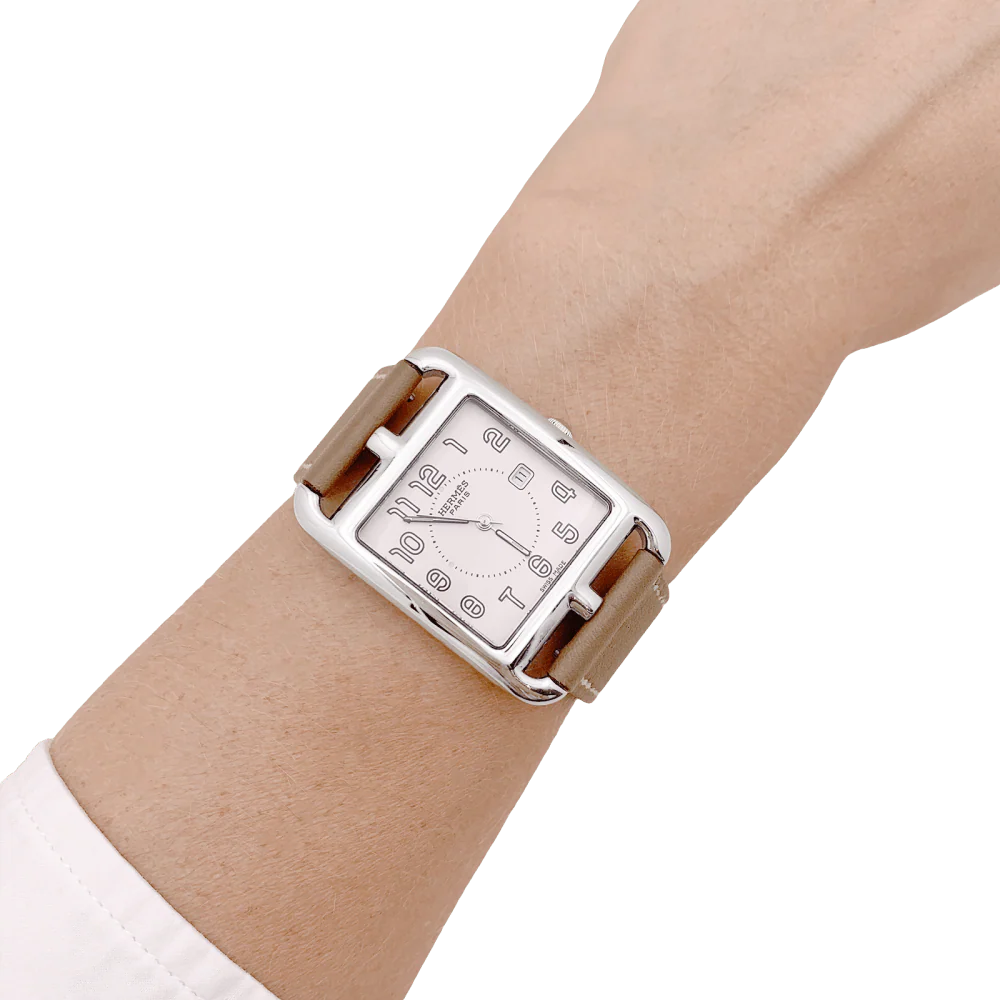 Montre Hermès, "Cape Cod", acier, cuir. - Image 5
