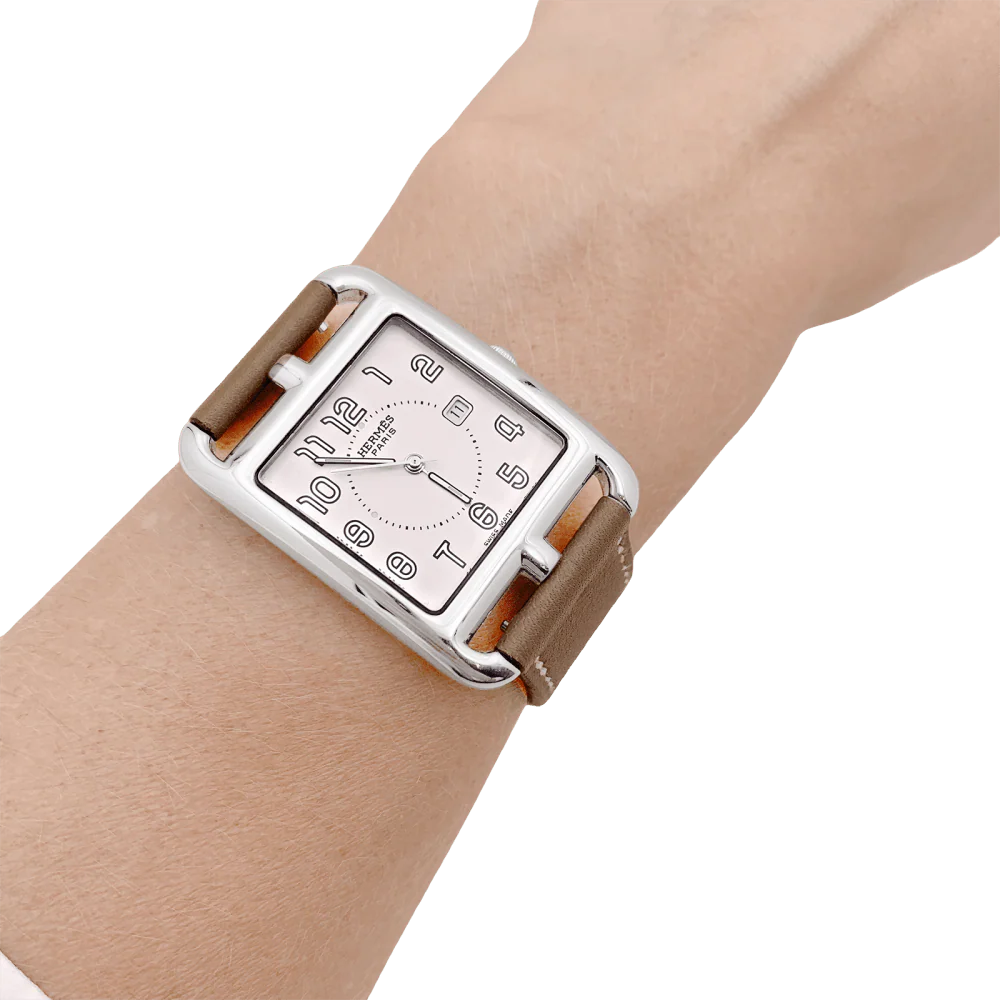 Montre Hermès, "Cape Cod", acier, cuir. - Image 6