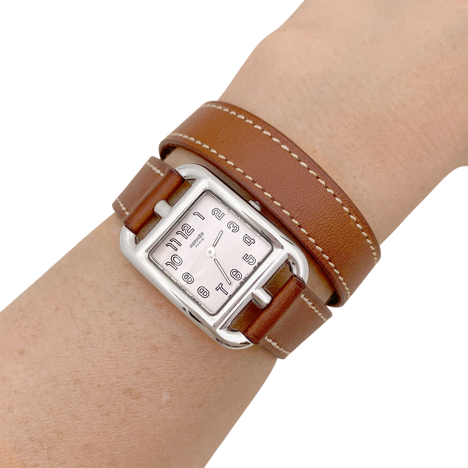 Montre Hermès, "Cape Cod", acier, cuir. - Image 5