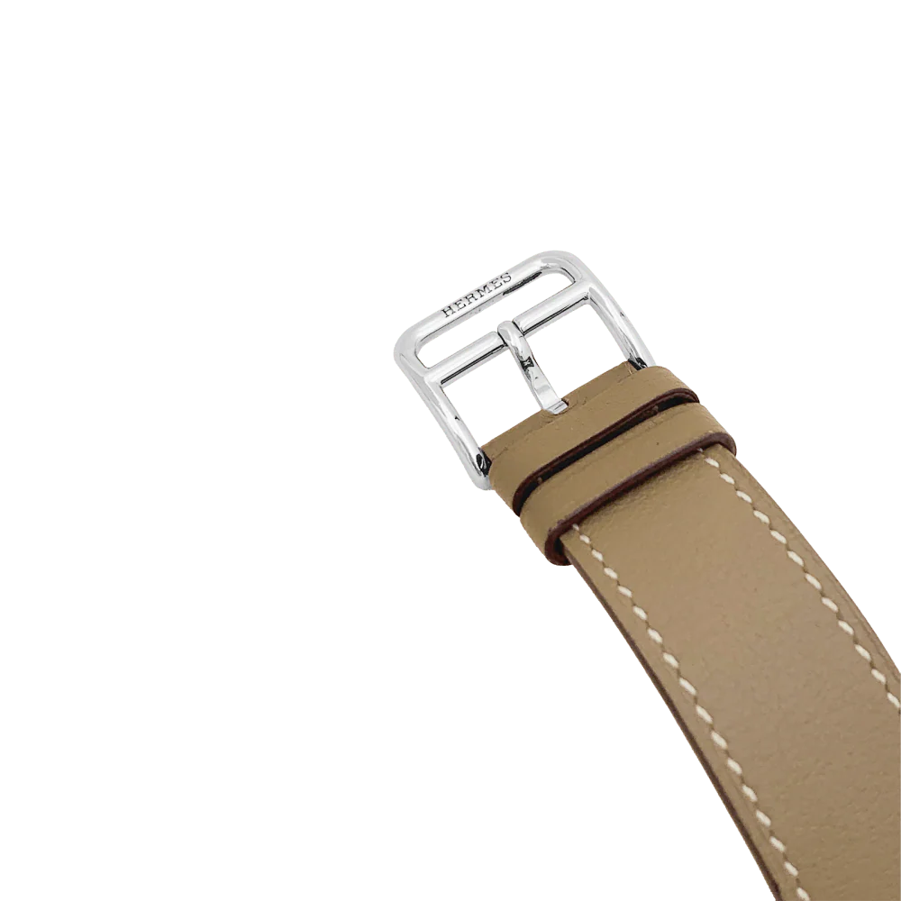 Montre Hermès, "Cape Cod", acier sur cuir. - Image 3