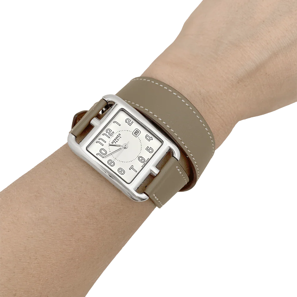 Montre Hermès, "Cape Cod", acier sur cuir. - Image 4