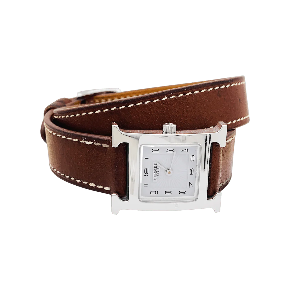 Montre Hermès, "Heure H", acier sur cuir. - Image 2