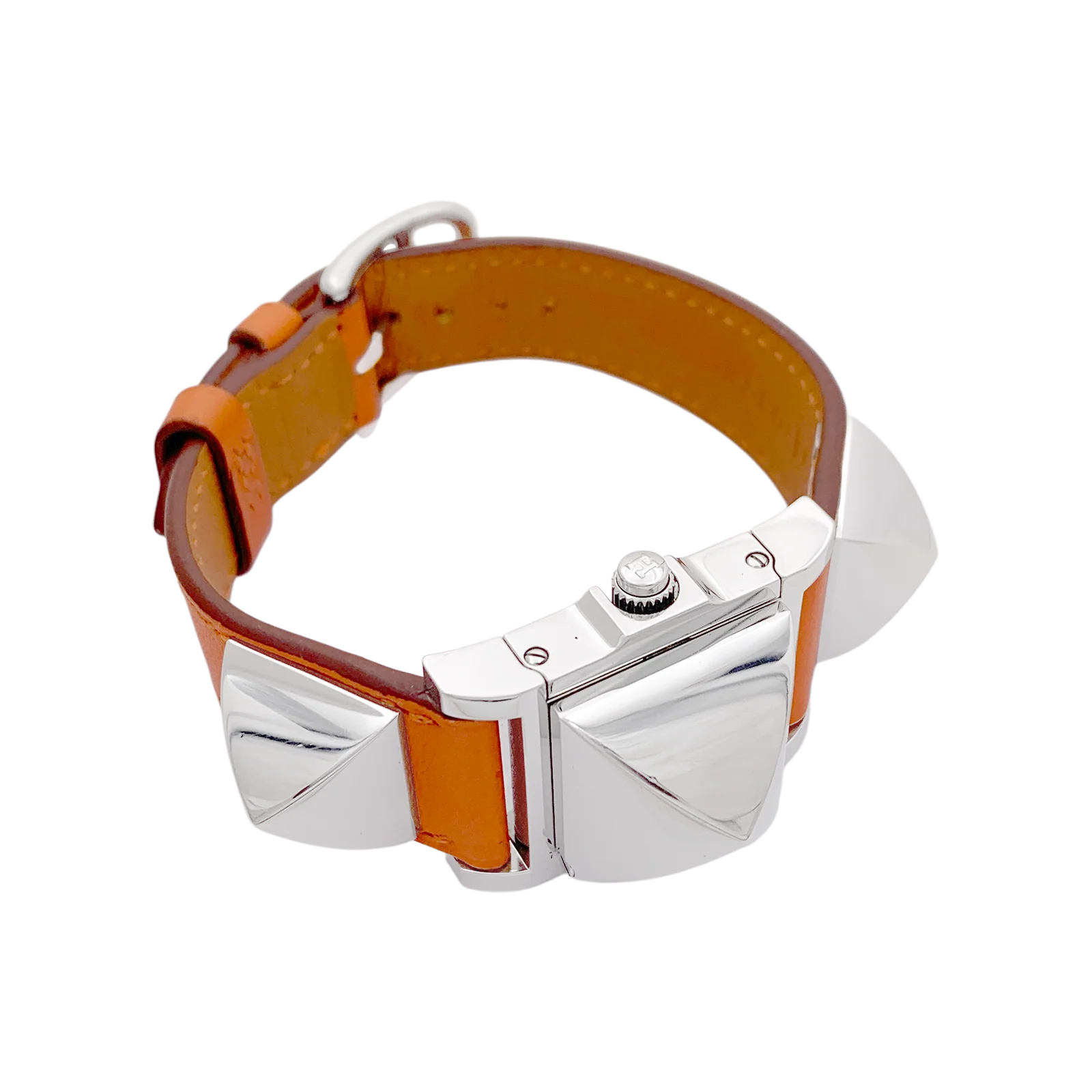 Montre Hermès "Médor" acier, cuir. - Image 4