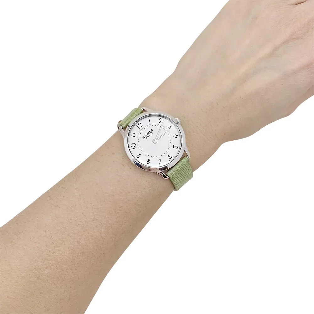 Montre Hermès, "Slim", acier. - Image 5