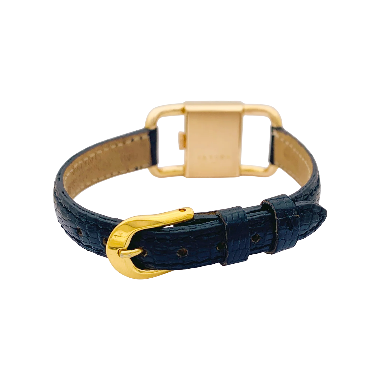 Montre Jaeger-Lecoultre, "Etrier", or rose, cuir noir - Image 3