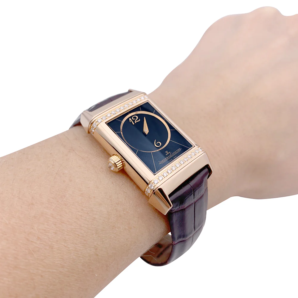 Montre Jaeger-LeCoultre, "Reverso Duetto", en or rose et diamants. - Image 10