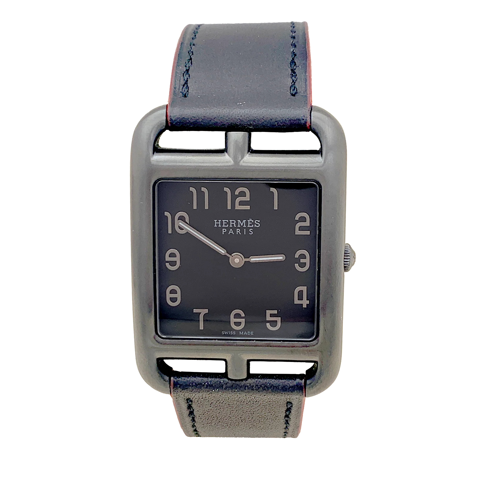 Montre Mixte Hermès, "Cape Cod Shadow, acier noirci, cuir.