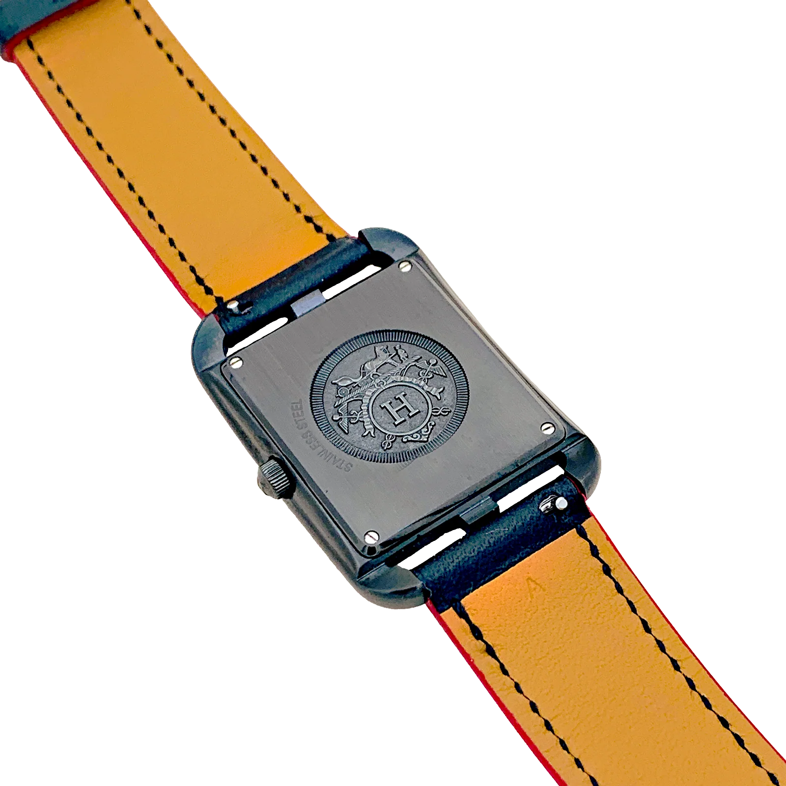 Montre Mixte Hermès, "Cape Cod Shadow, acier noirci, cuir. - Image 3