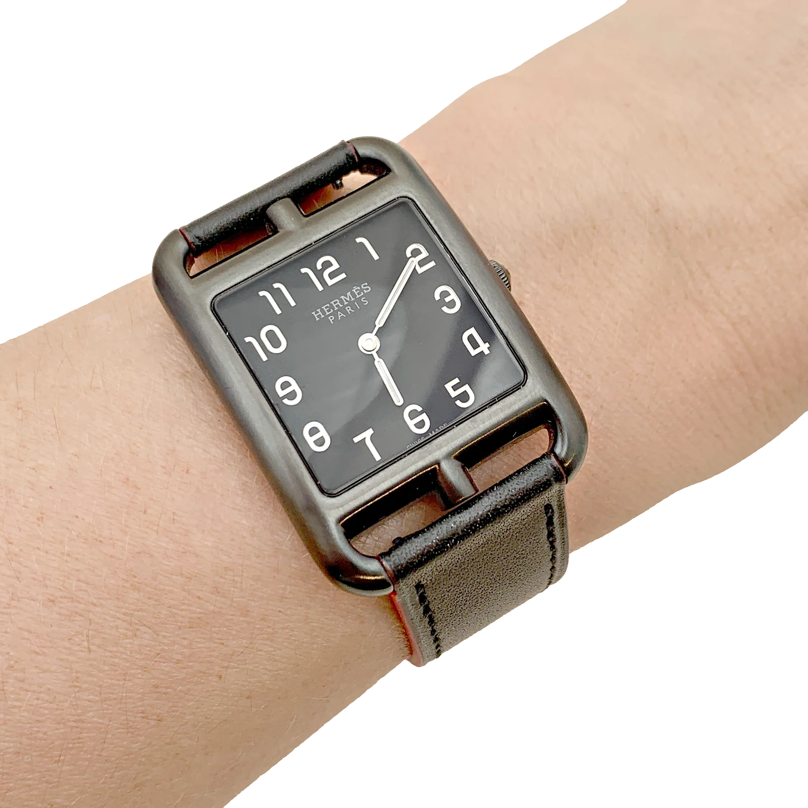 Montre Mixte Hermès, "Cape Cod Shadow, acier noirci, cuir. - Image 5