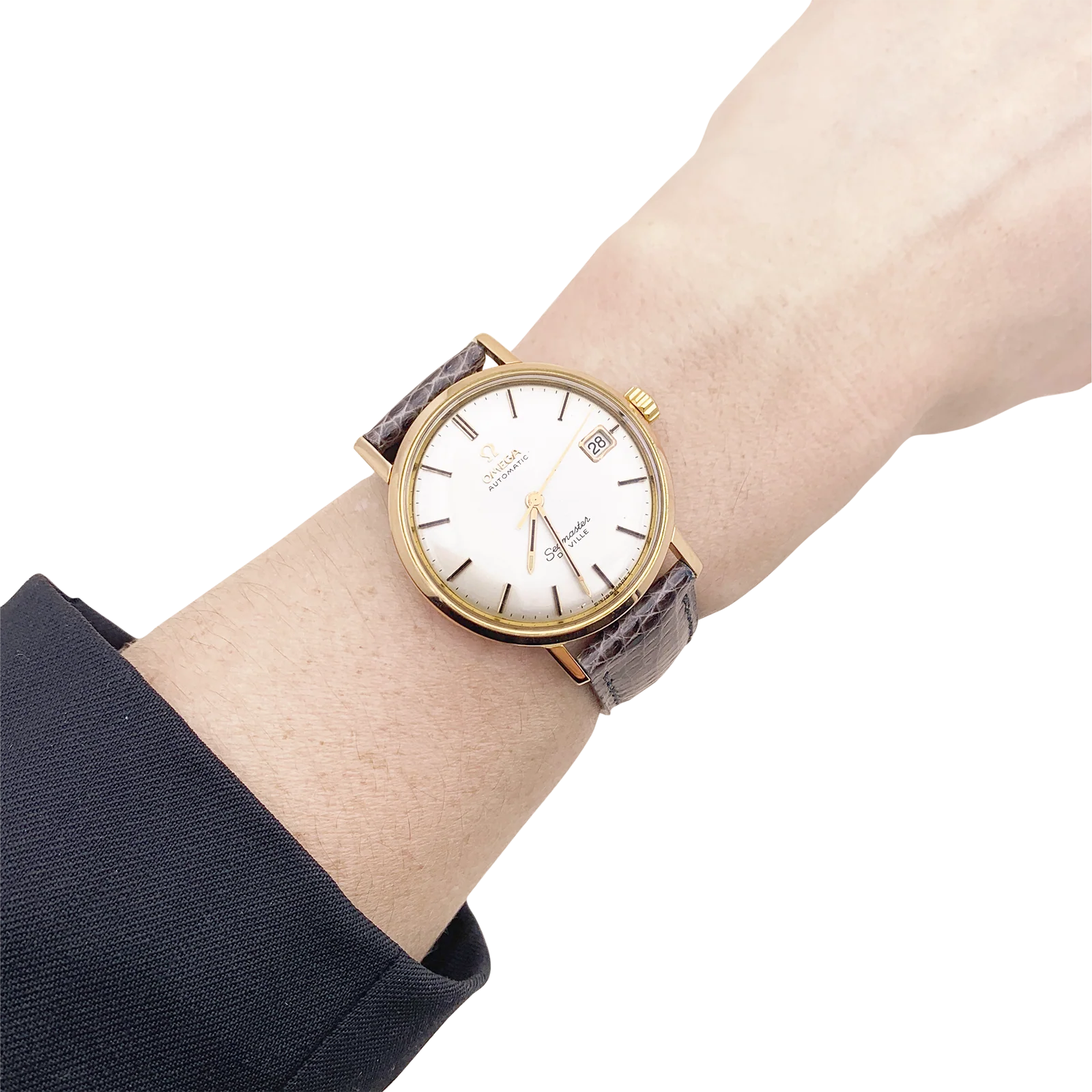 Montre Omega, "Seamaster De Ville" or rose, cuir. - Image 7