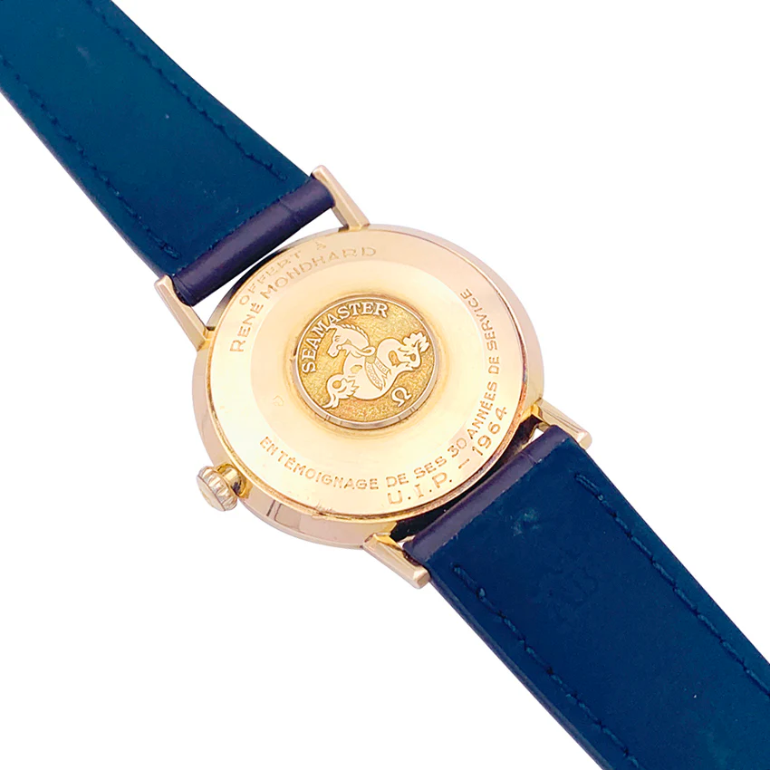 Montre Omega, "Seamaster De Ville", or rose, cuir. - Image 4