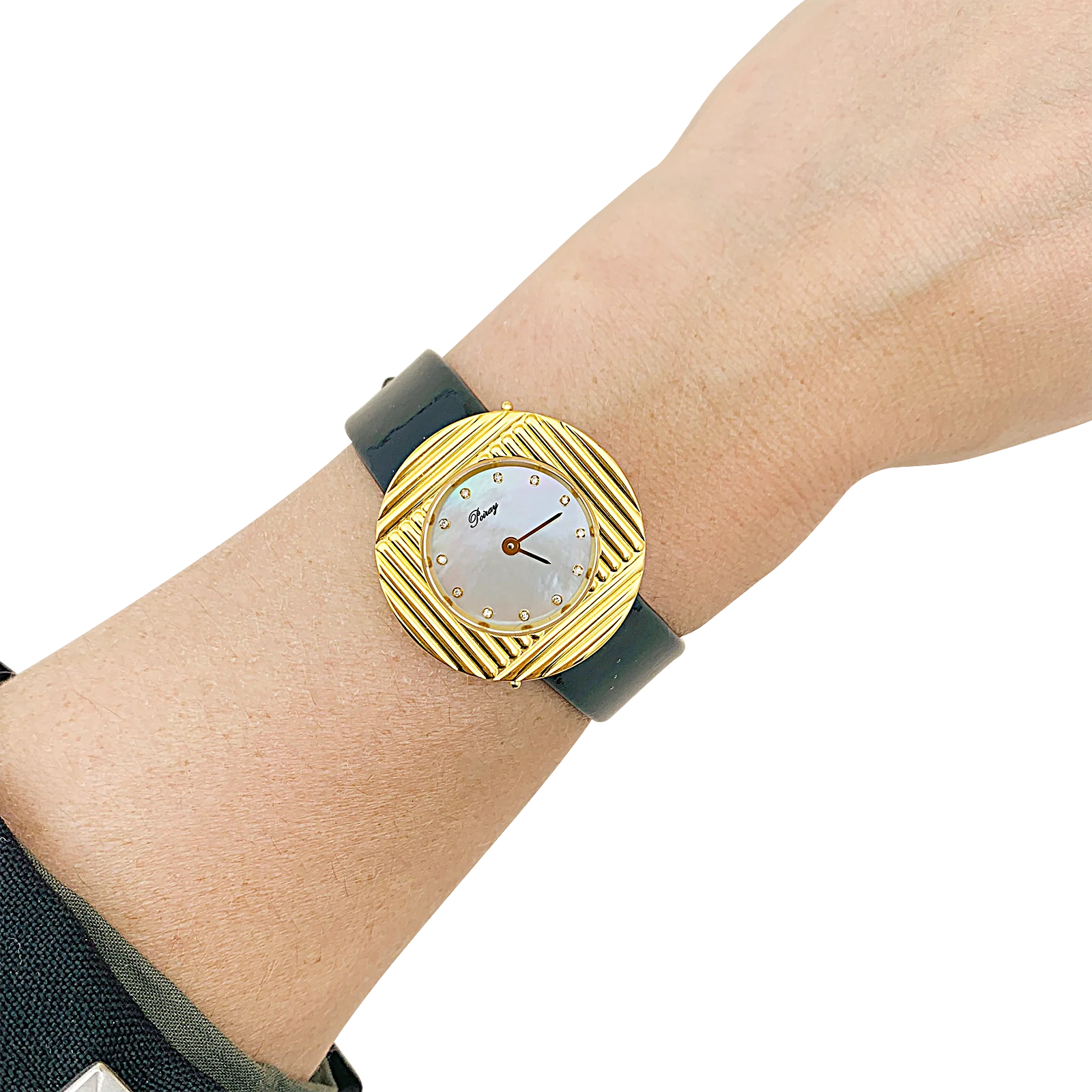 Montre Poiray "Ma Seconde" acier, or, cuir, nacre, diamants. - Image 4