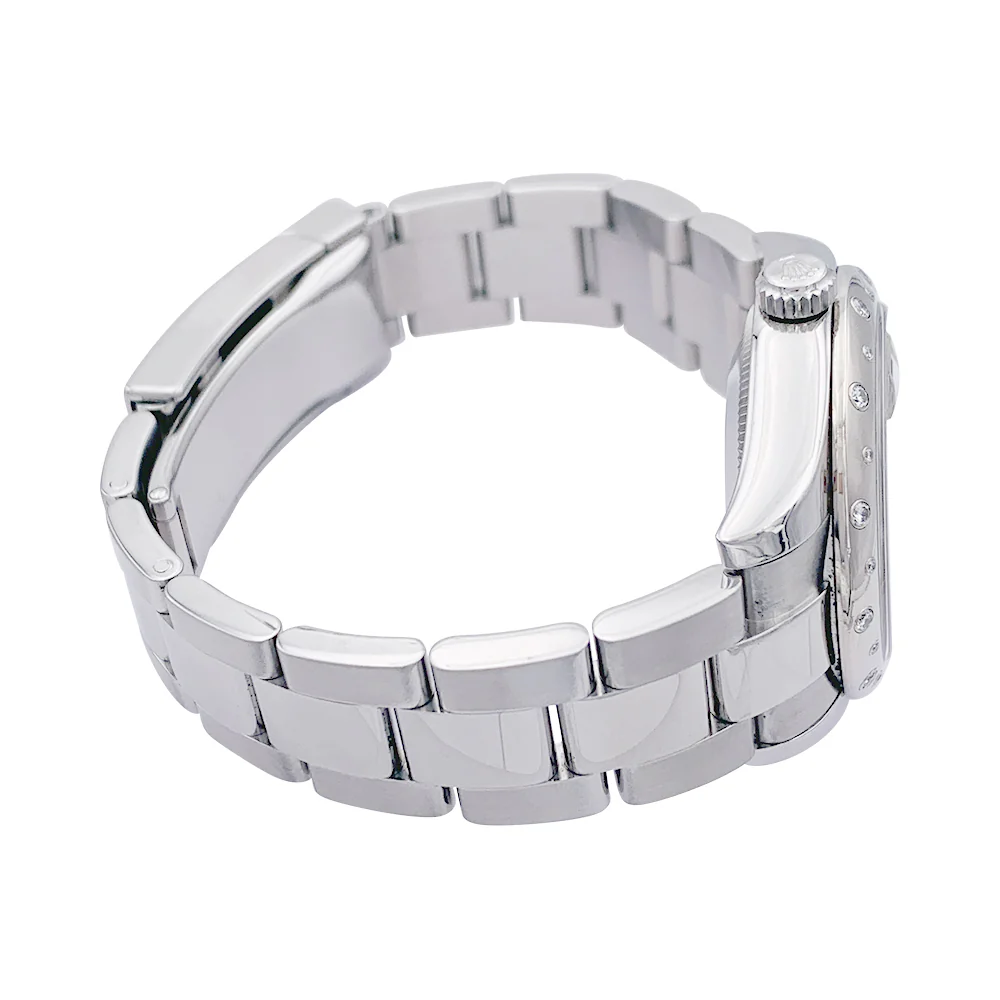 Montre Rolex, "Oyster Perpetual Datejust", acier, diamants. - Image 5