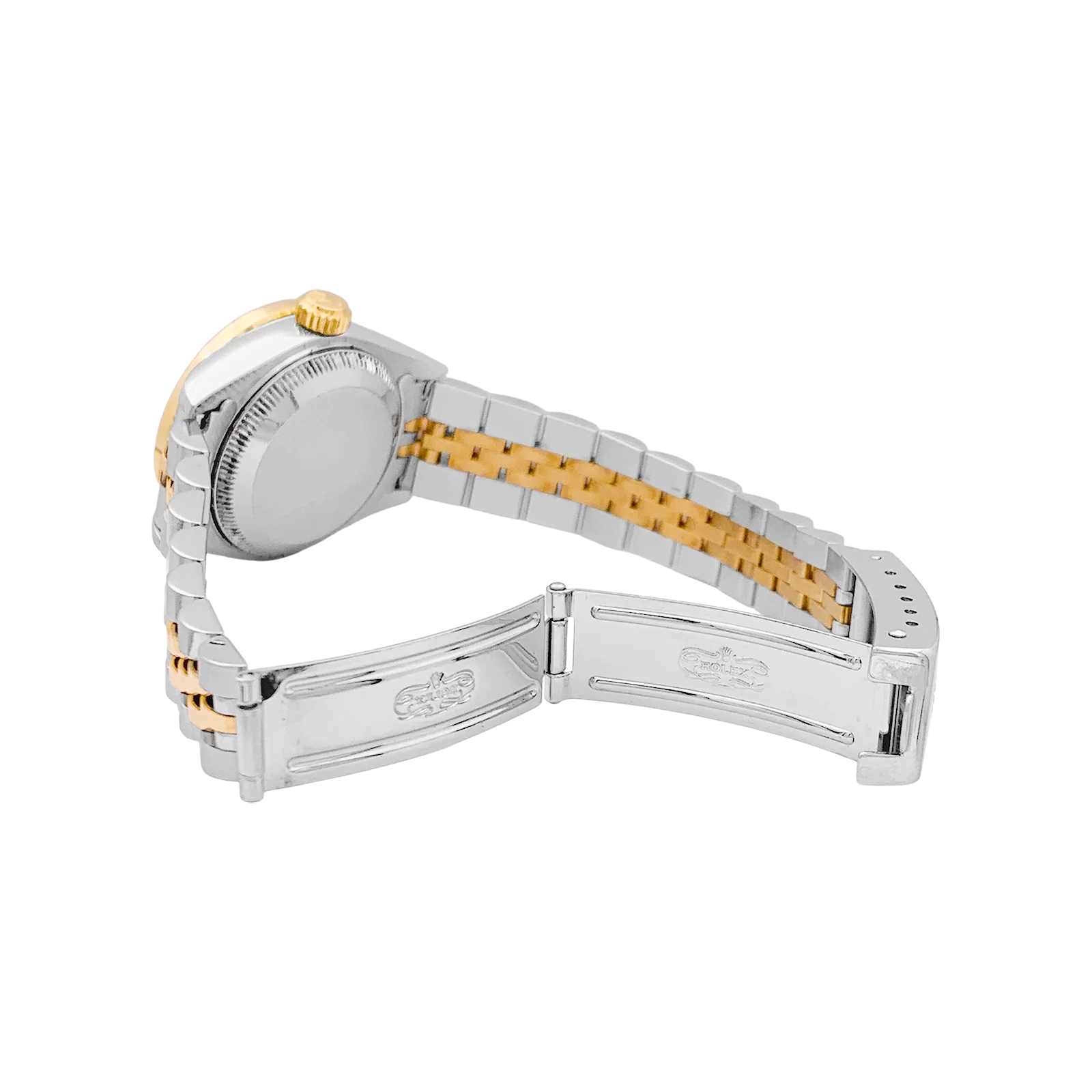 Montre Rolex, "Oyster Perpetual Datejust", or jaune, acier, diamants. - Image 4