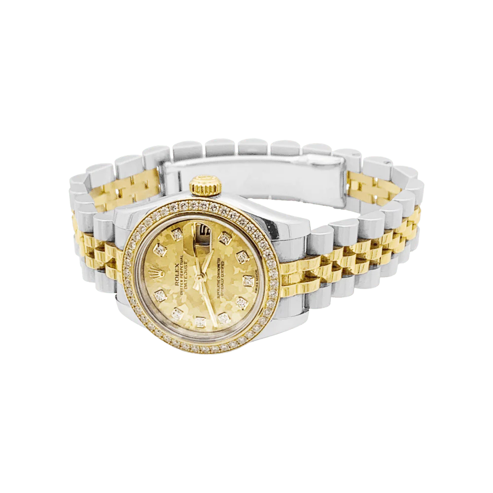 Montre Rolex, "Oyster Perpetual Lady-Datejust", or jaune, acier, diamants. - Image 2