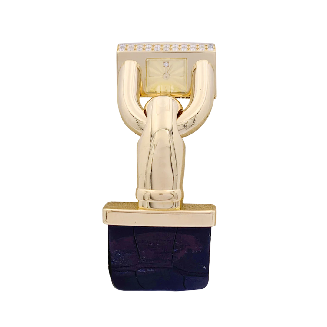 Montre Van Cleef & Arpels "Cadenas" or jaune, diamants, cuir.