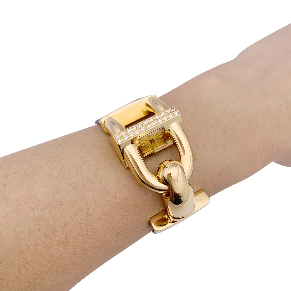 Montre Van Cleef & Arpels "Cadenas" or jaune, diamants, cuir. - Image 7