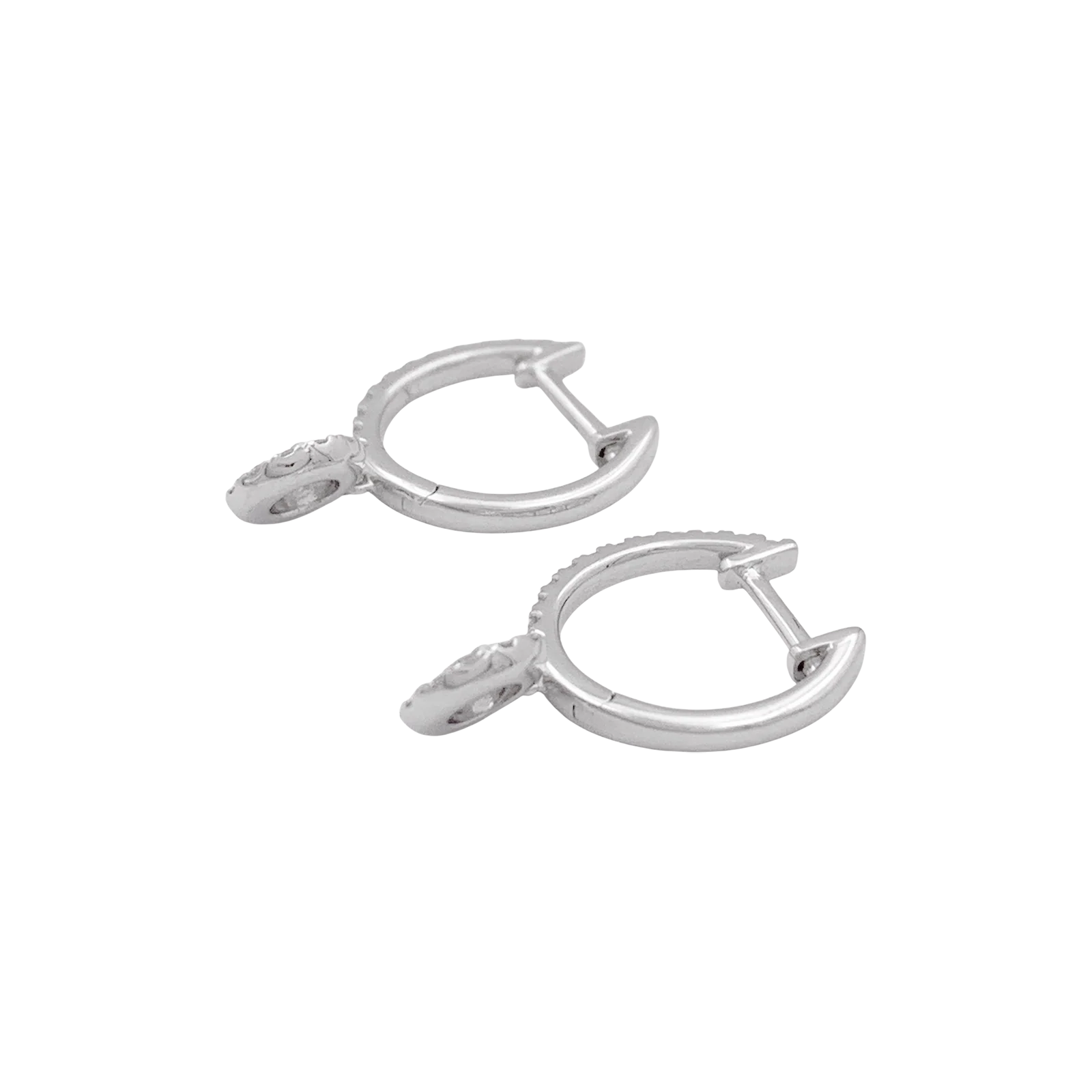 Paire de créoles or blanc, diamants. - Image 4