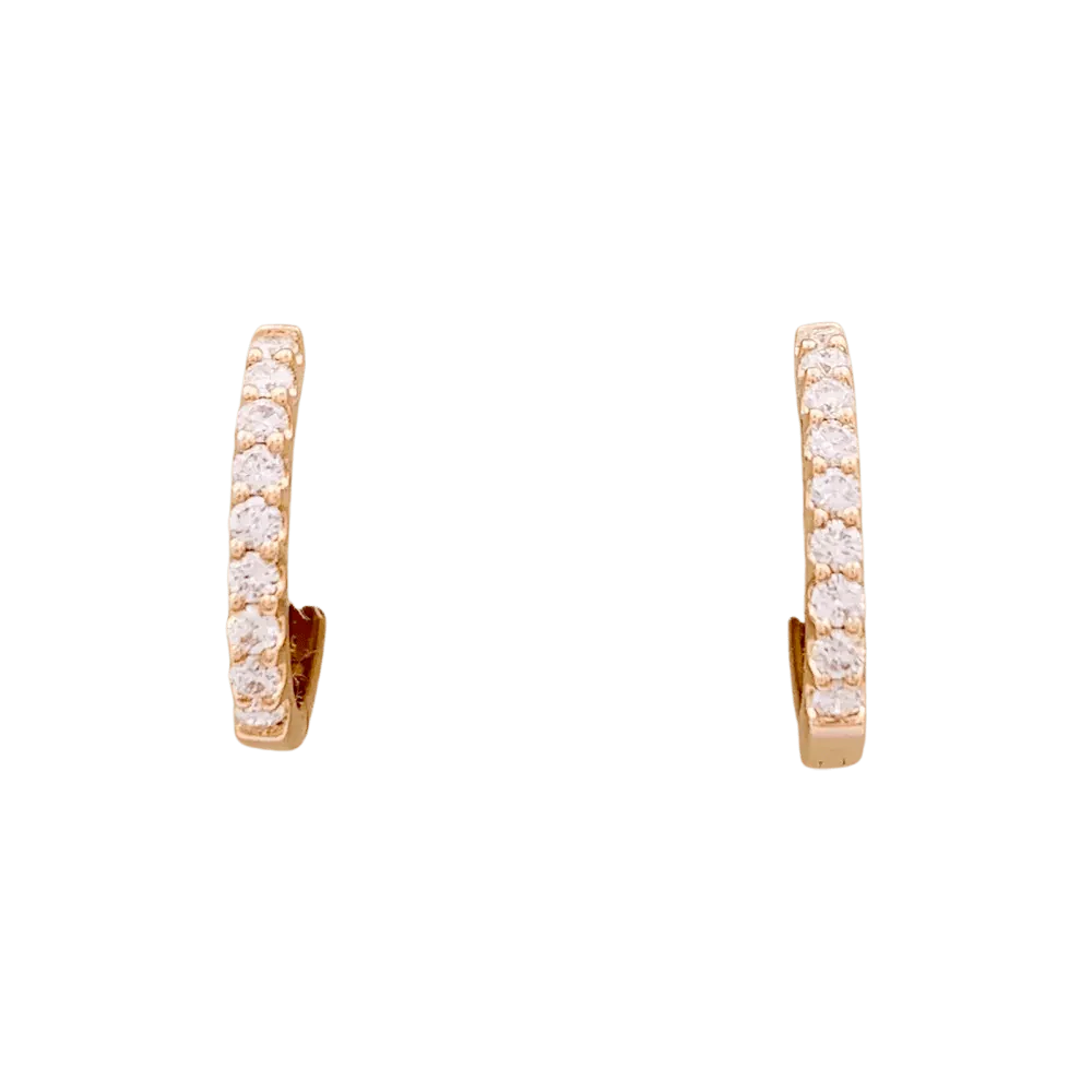 Paire de petites créoles en or rose, diamants.