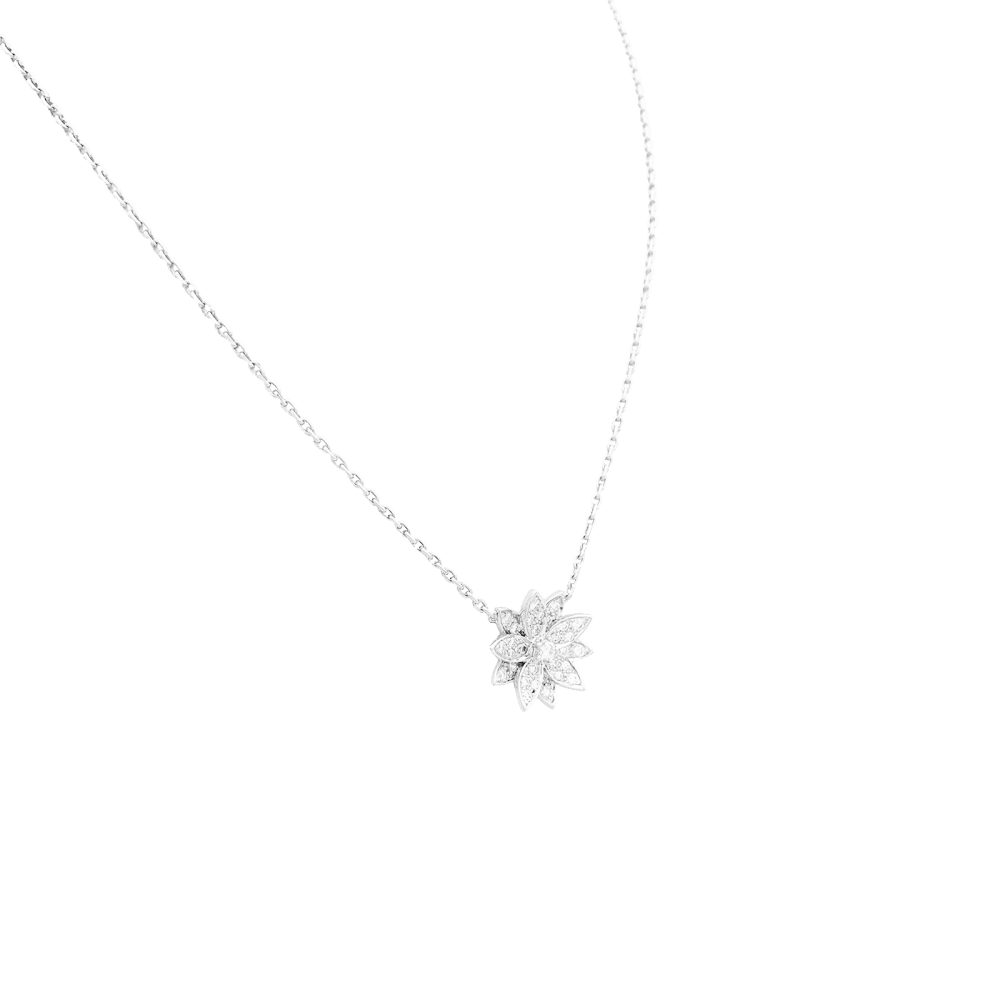 Pendentif Van Cleef & Arpels, "Lotus", or blanc et diamants. - Image 2