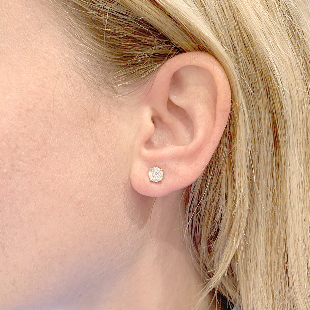 Puces d’oreilles en or jaune 18K et diamants 0,20 carat d'occasion - Image 5