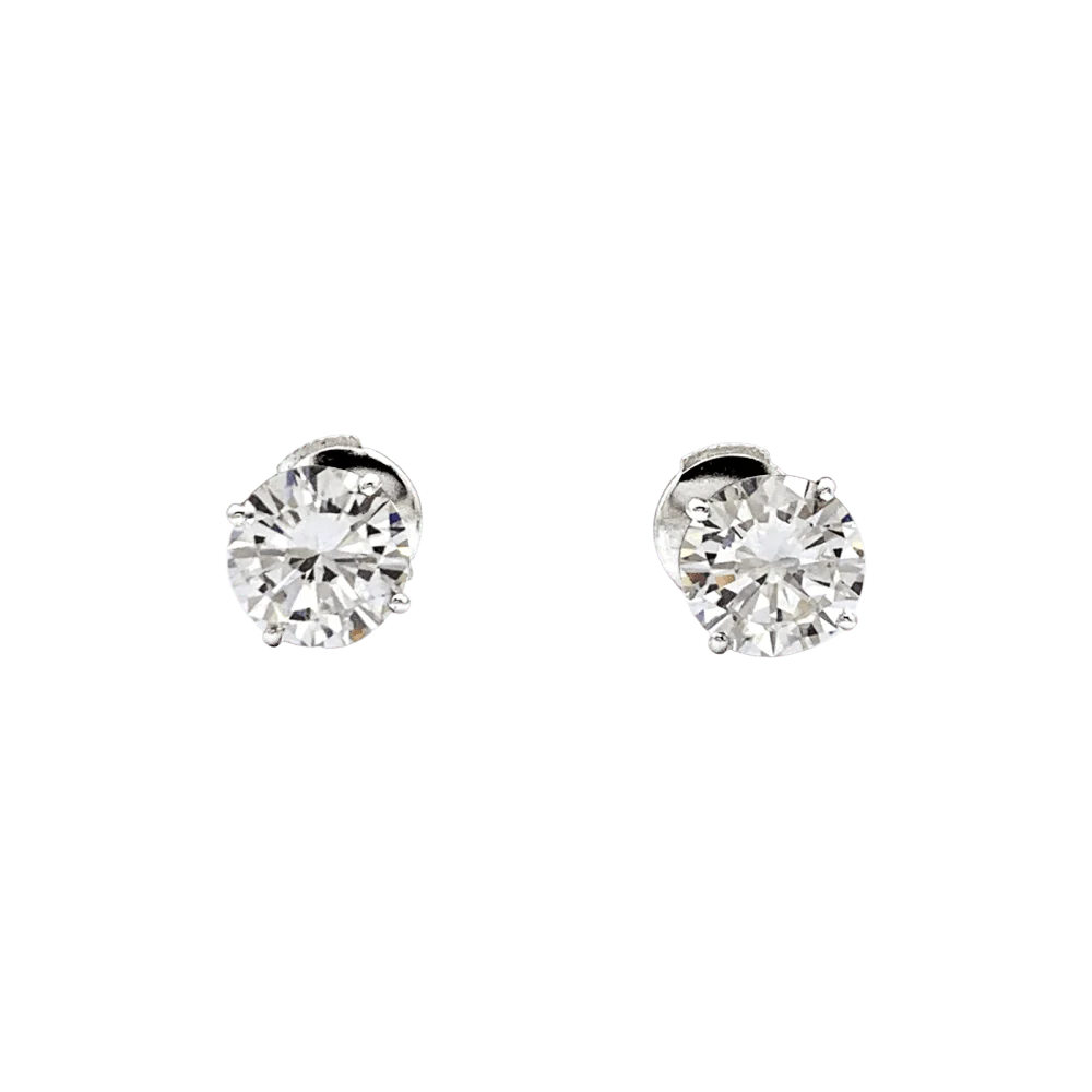 Puces d'oreilles diamants et or blanc. - Image 2