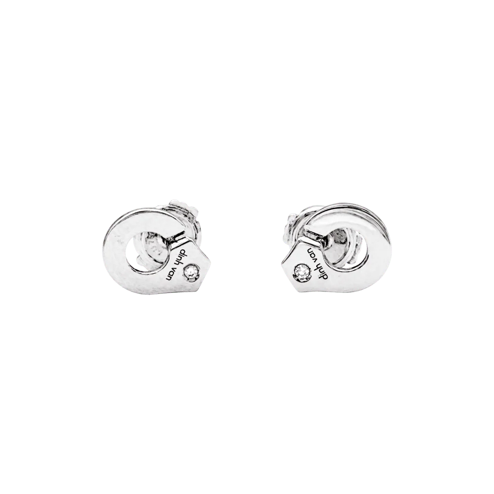 Puces d'oreilles Dinh Van, "Menottes" or blanc et diamants. - Image 2