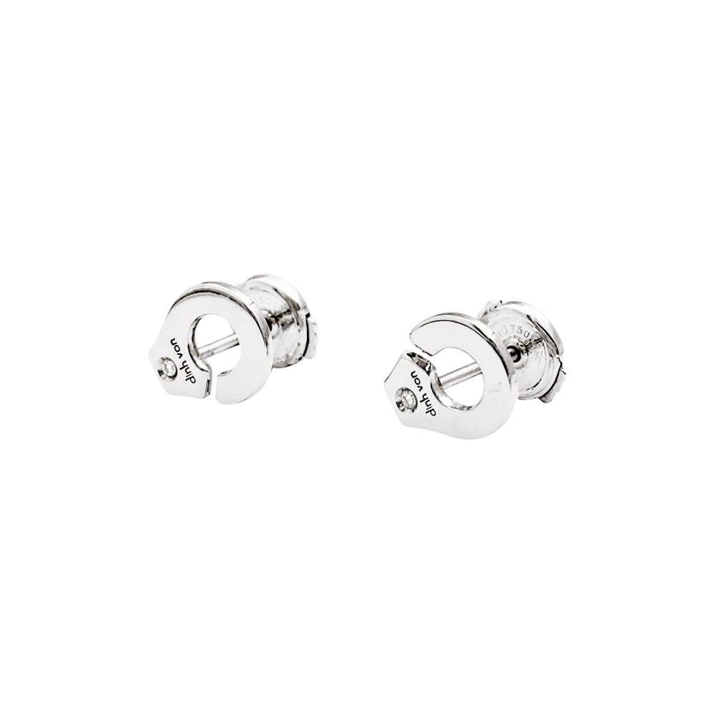 Puces d'oreilles Dinh Van, "Menottes" or blanc et diamants. - Image 4