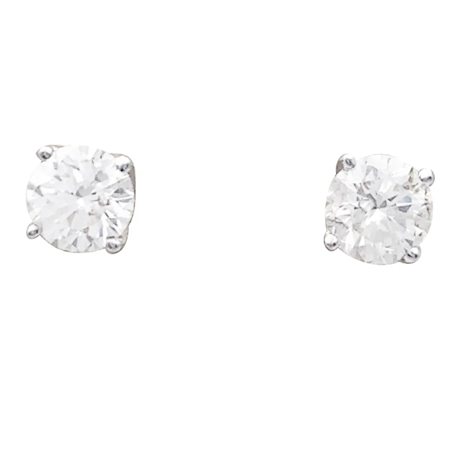 Puces d'oreilles or blanc, diamants. - Image 3