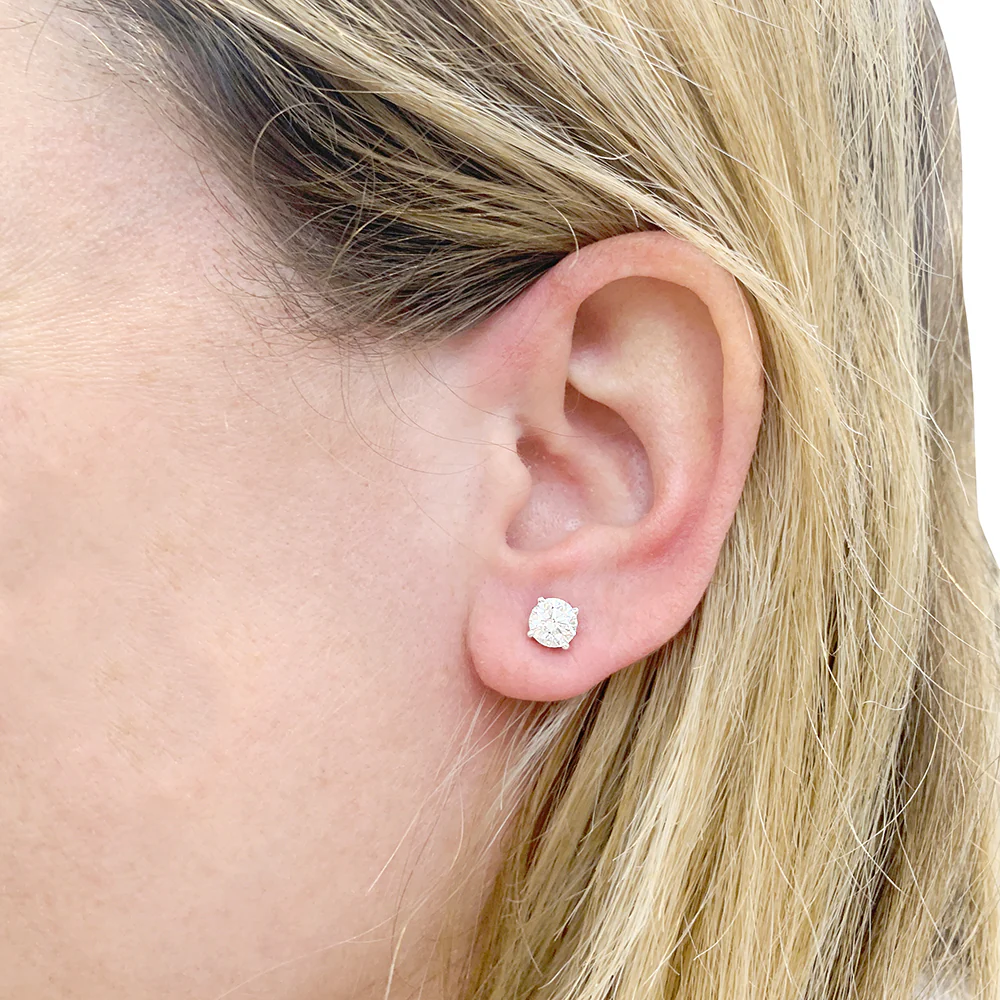 Puces d'oreilles or blanc, diamants. - Image 7