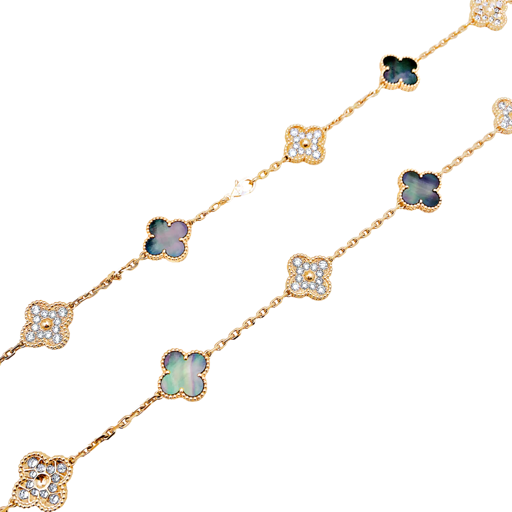 Sautoir Van Cleef & Arpels, "Vintage Alhambra", or rose, nacre et diamants. - Image 4