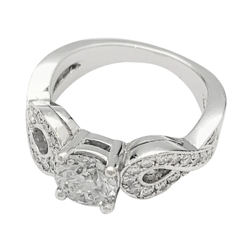 Bague diamant 0,94 carat en or blanc. - Image 6