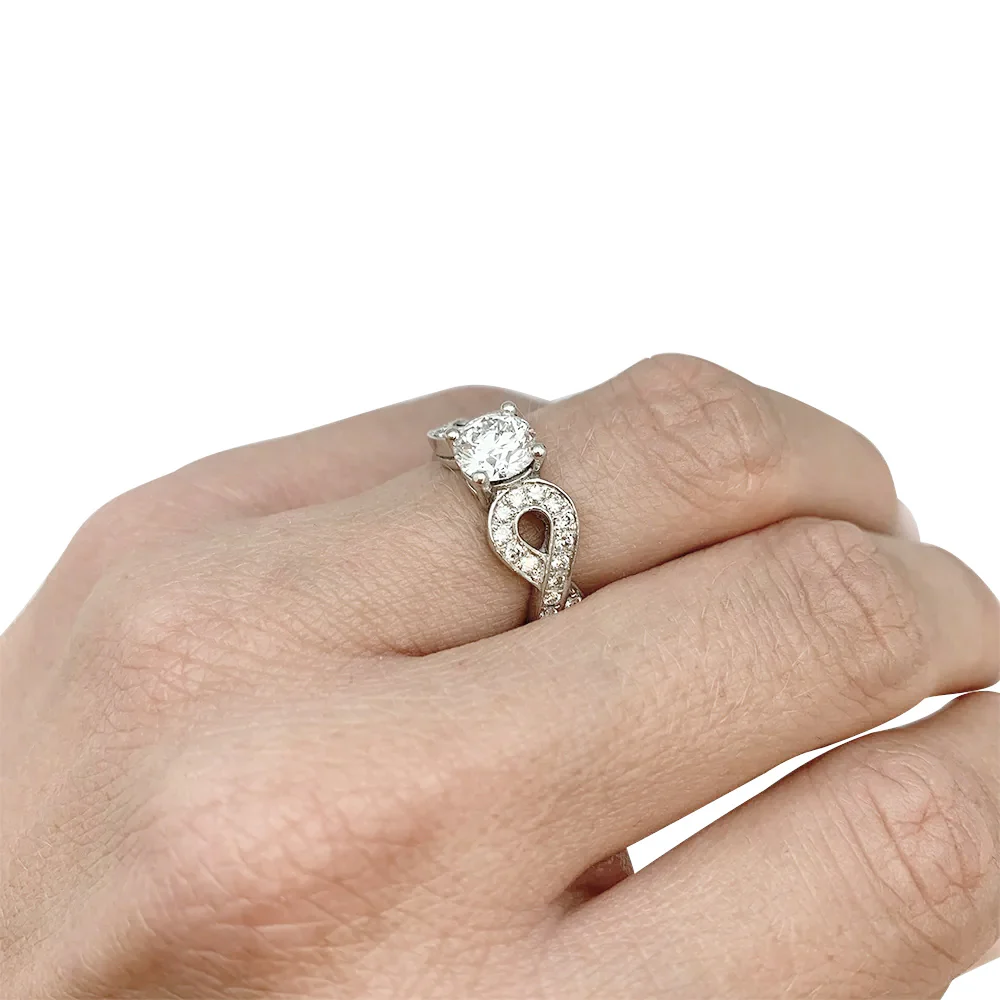 Bague diamant 0,94 carat en or blanc. - Image 7